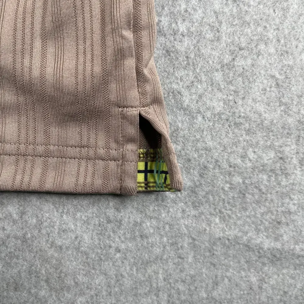 Adidas CimaCool Polo Shirt XL Brown Striped Performance Stretch Casual Mens
